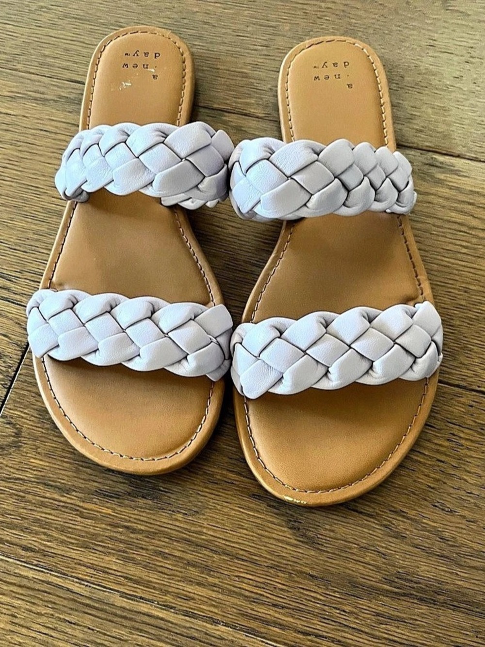 A New Day Braided Slide Sandals Lavender & Brown US 8